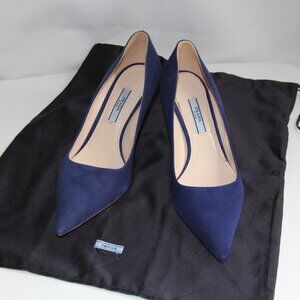 Prada Suede Kitten Heel Pumps Size 36 EU/5.5 US. RARE Gorgeous Color Royal Blue